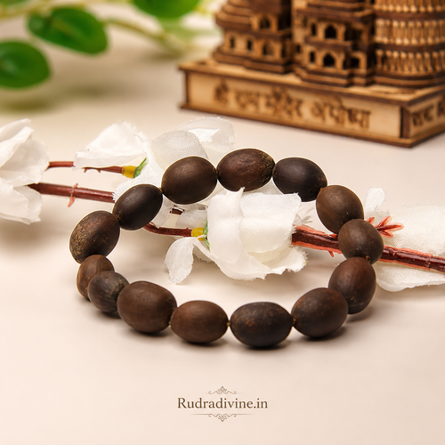 Kamal Gutta Bracelet crafted with natural lotus seeds and official Lab Certificate by Rudradivine for prosperity, Lakshmi worship and spiritual meditation.