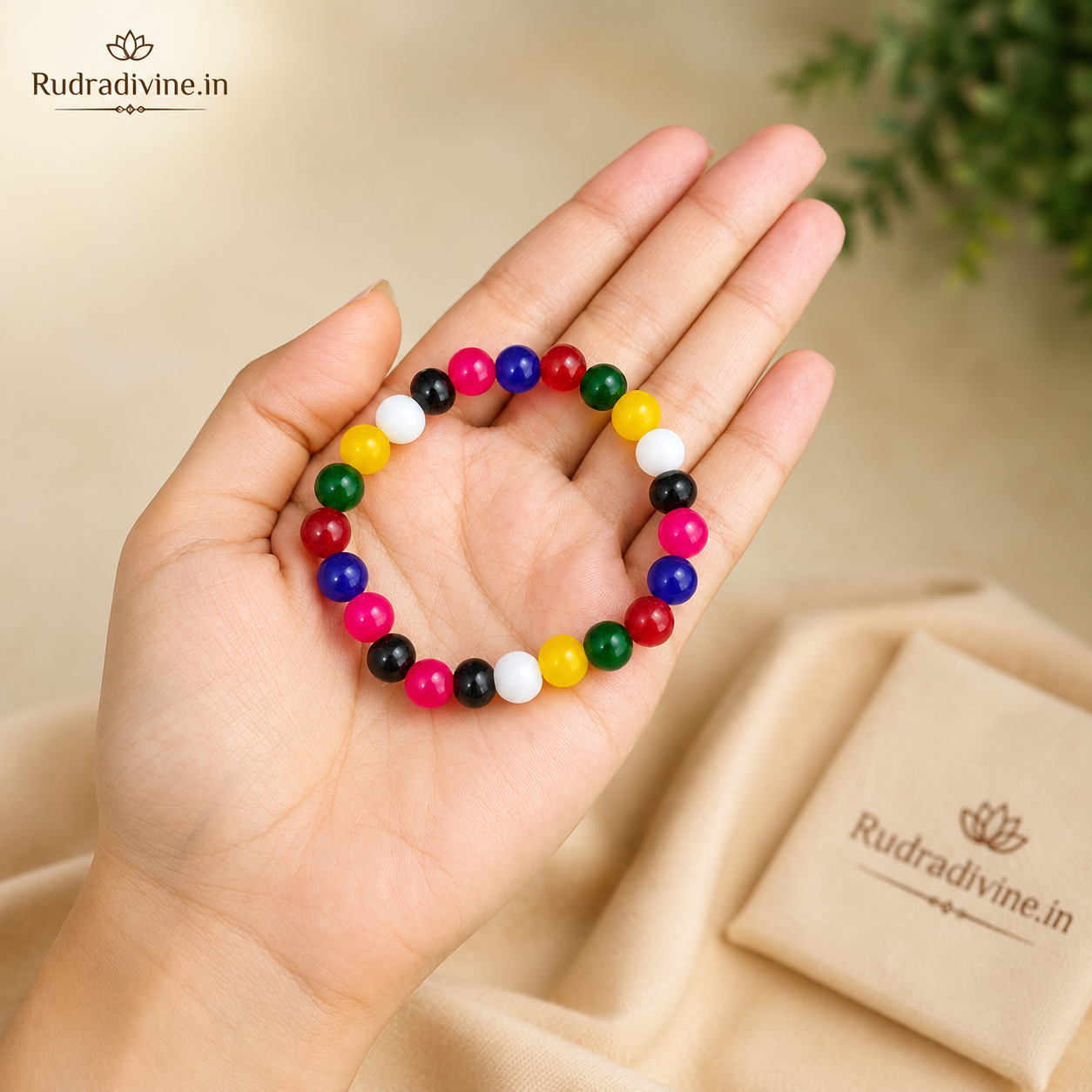 Mix Agate Bracelet 8MM crafted with natural multi agate gemstones and official Lab Certificate by Rudradivine for emotional balance, positivity and spiritual wellness.