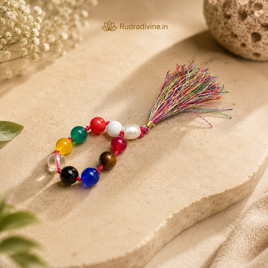 Mix Agate Mala 9+1 Beads 8MM crafted with natural Mix Agate gemstones and official Lab Certificate by Rudradivine for protection, emotional balance, meditation, and spiritual wellness.