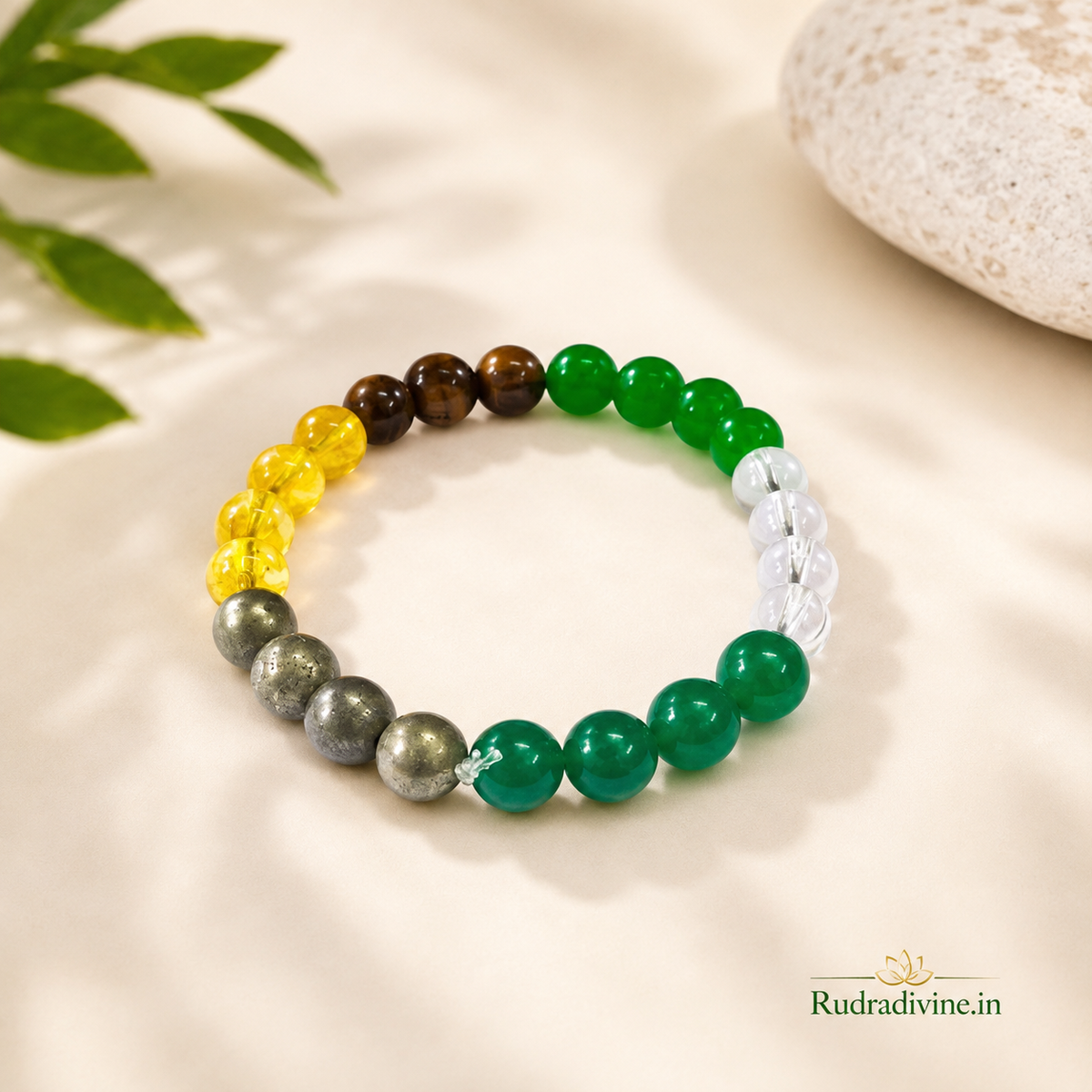 Money Magnet Bracelet 8MM with stretchable design and official Lab Certificate by Rudradivine, traditionally associated with wealth, financial growth, prosperity, success and abundance.