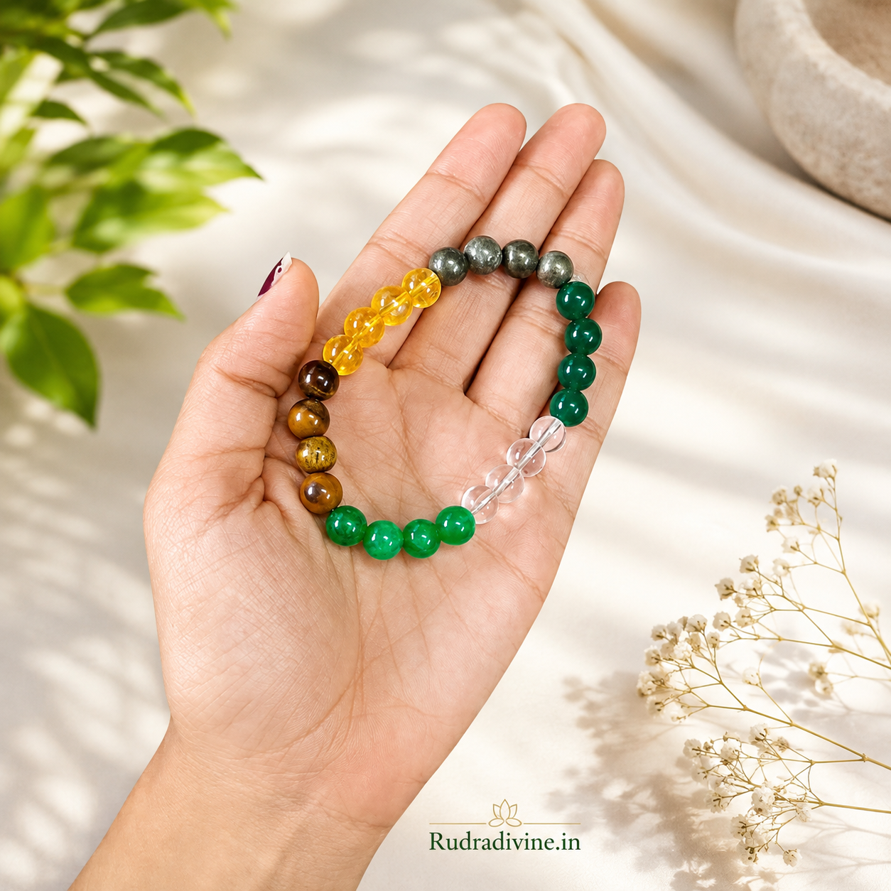 Money Magnet Bracelet 8MM with stretchable design and official Lab Certificate by Rudradivine, traditionally associated with wealth, financial growth, prosperity, success and abundance.