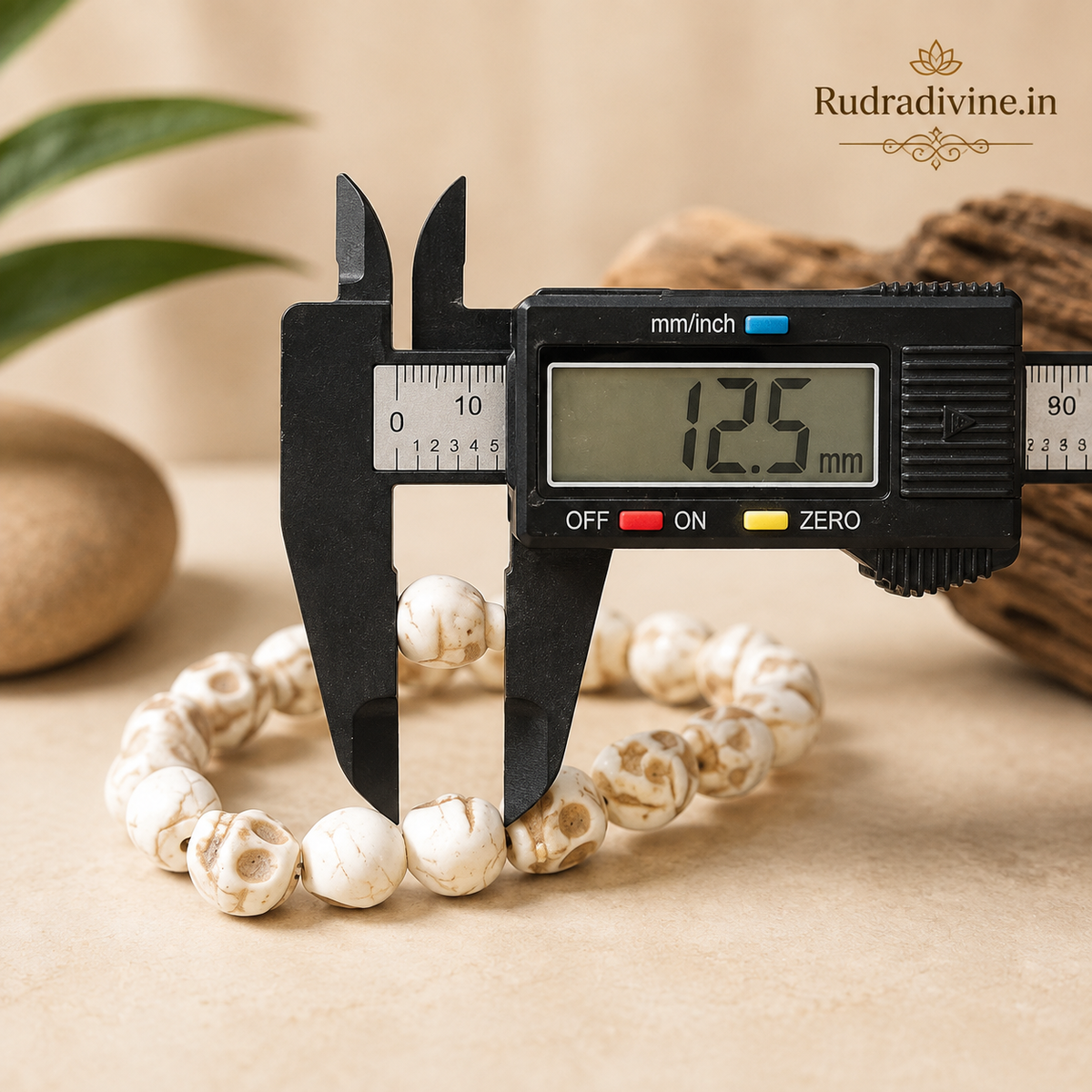 Nar Mund Beads Bracelet with 12MM stretchable beads and official Lab Certificate by Rudradivine, designed for spiritual practices, meditation, devotion and traditional wear.