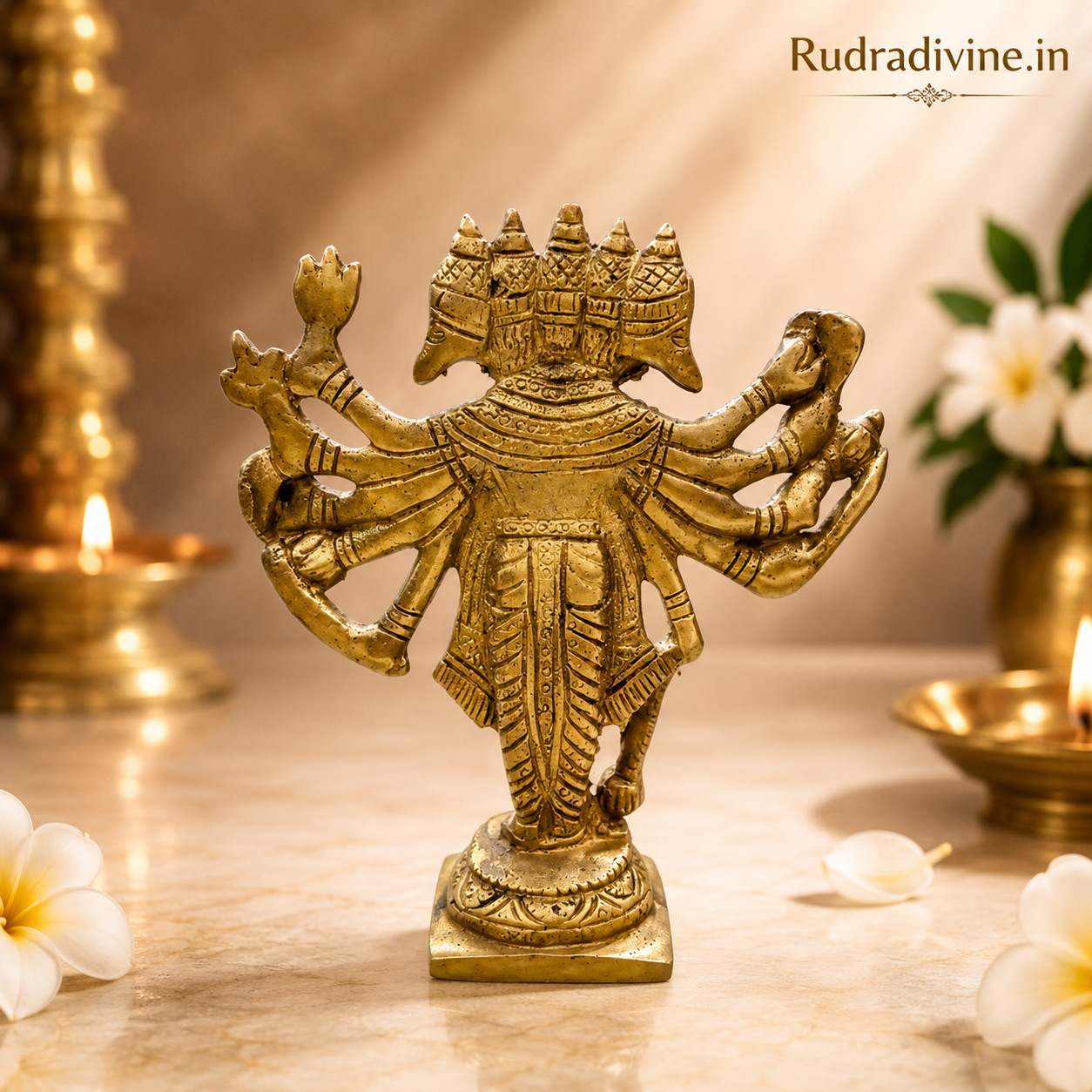 Panchmukhi Hanuman Ji Idol in premium brass with official Lab Certificate by Rudradivine for divine protection, strength, positivity and spiritual blessings.