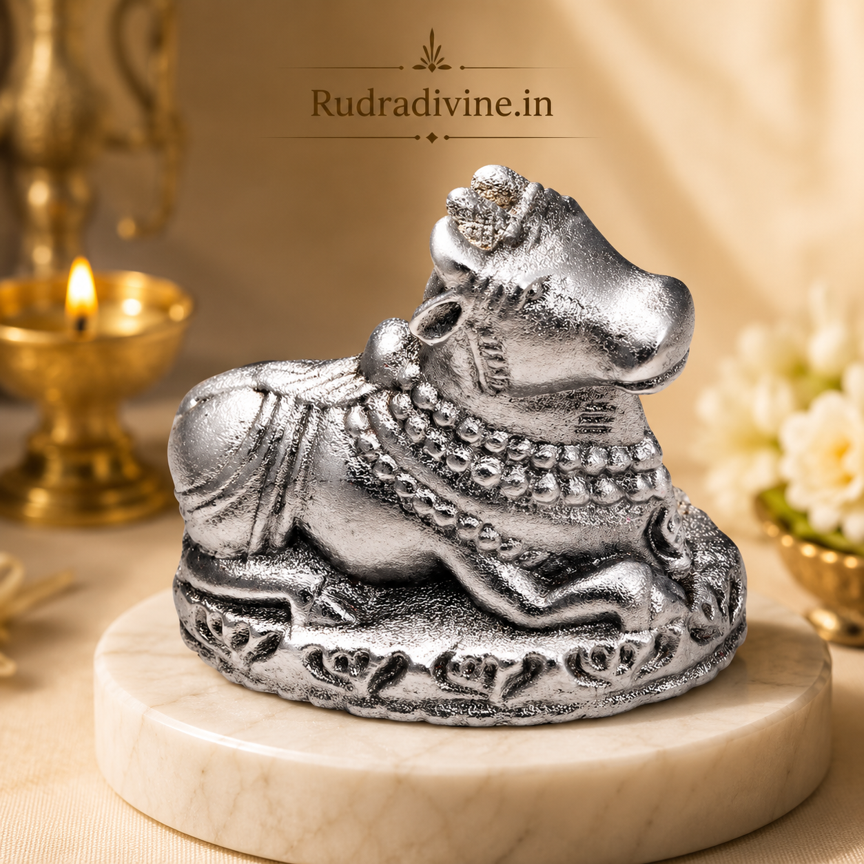 Parad Nandi Ji for Shivling | 100% Genuine Mercury Idol | Lab Certified crafted from authentic purified mercury with official Lab Certificate by Rudradivine for Lord Shiva worship, home temple, spiritual devotion and divine blessings.
