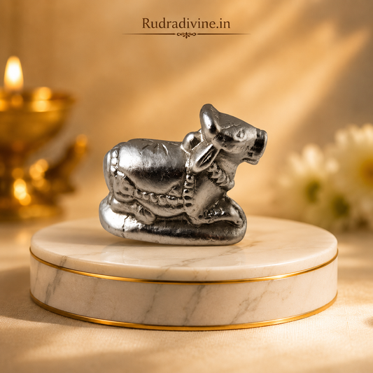 Parad Nandi Ji for Shivling | 100% Genuine | Lab Certified crafted from authentic purified Parad with official Lab Certificate by Rudradivine for Lord Shiva worship, home temple, spiritual devotion and divine blessings.