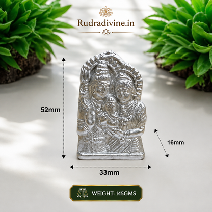 Parad Shiv Pariwar for Pooja crafted from 100% genuine Mercury with official Lab Certificate by Rudradivine for Lord Shiva worship, family harmony, Vastu balance and positive spiritual energy.