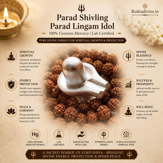 Parad Shivling | Parad Lingam Idol | 100% Genuine Mercury | Lab Certified crafted from authentic purified Parad with official Lab Certificate by Rudradivine for Lord Shiva worship, Rudrabhishek, meditation and spiritual blessings.
