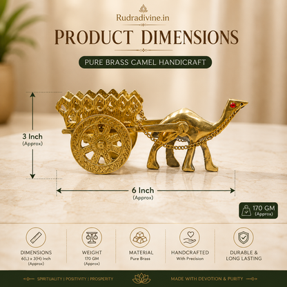 Pure Brass Camel Handicraft decorative brass camel statue with official Lab Certificate by Rudradivine for home décor, office decoration, Vastu and Feng Shui prosperity.