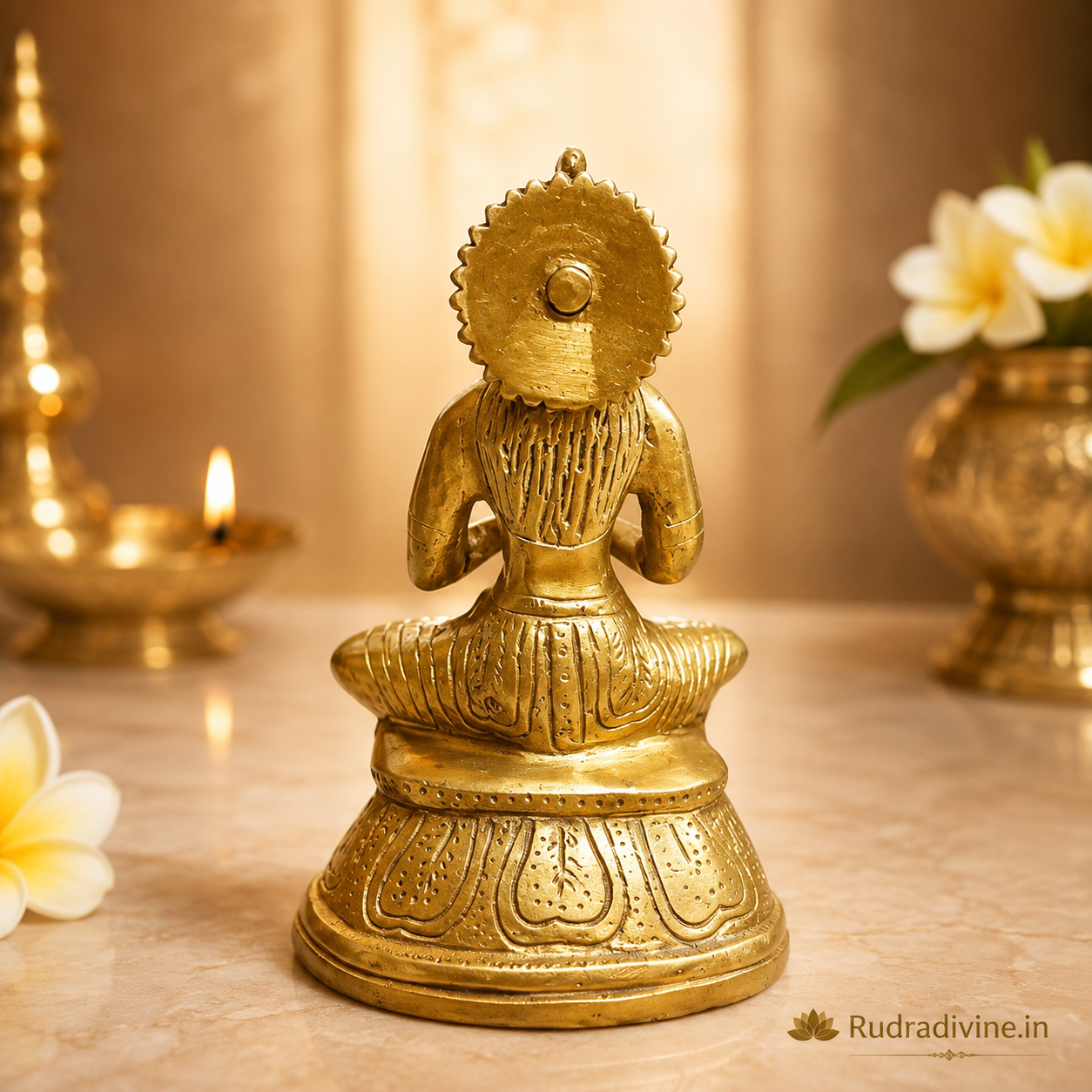 Pure Brass Maa Parvati Idol for home temple and pooja with premium craftsmanship, official Lab Certificate by Rudradivine for divine blessings and décor.