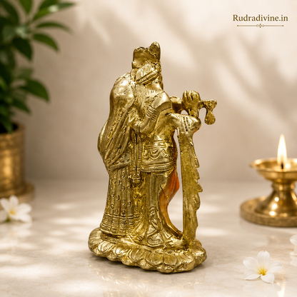 Radha Krishna Brass Idol crafted from premium brass with official Lab Certificate by Rudradivine for home puja, divine love, peace, devotion and spiritual blessings.