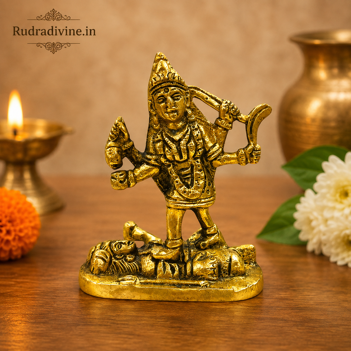 Radha Krishna Brass Idol crafted from premium brass with official Lab Certificate by Rudradivine for home puja, divine love, peace, devotion and spiritual blessings.