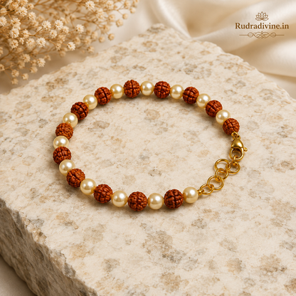 Rudraksha Moti Bracelet 8MM crafted with spiritual beads and official Lab Certificate by Rudradivine, designed for meditation, mindfulness and everyday spiritual wear.