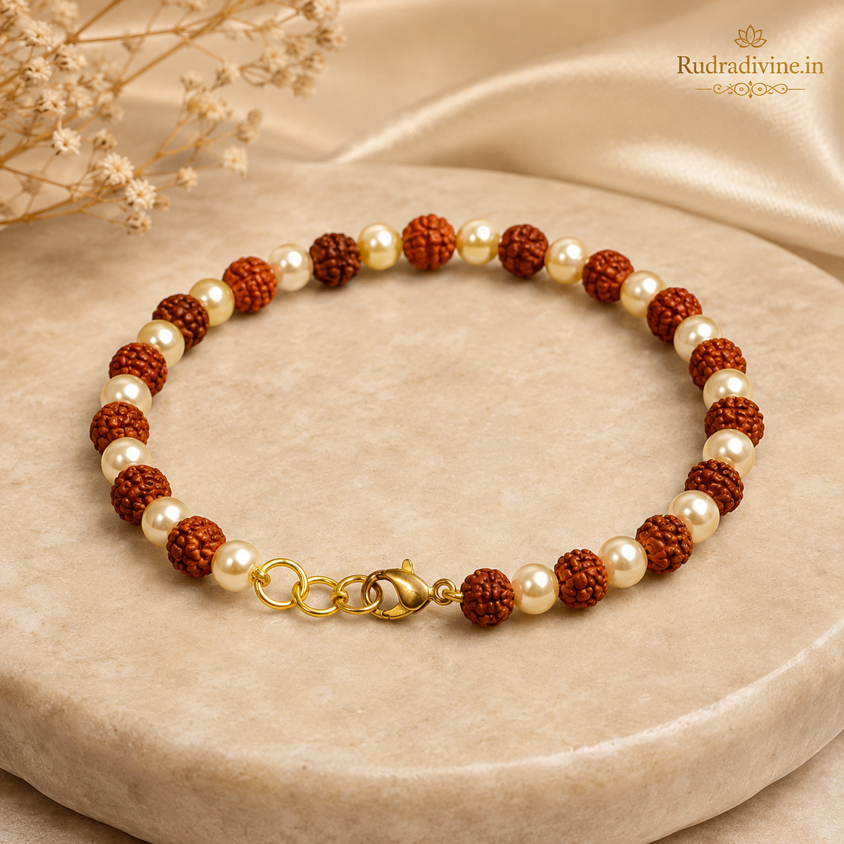 Rudraksha Moti Bracelet 8MM crafted with spiritual beads and official Lab Certificate by Rudradivine, designed for meditation, mindfulness and everyday spiritual wear.