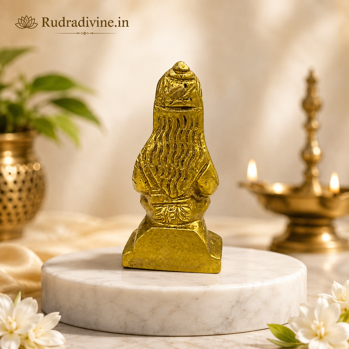 Small Parvati Mata Murti crafted from pure brass with official Lab Certificate by Rudradivine for home puja, divine blessings, family harmony and spiritual prosperity.