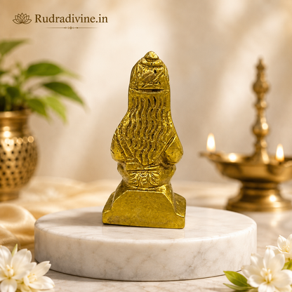Small Parvati Mata Murti crafted from pure brass with official Lab Certificate by Rudradivine for home puja, divine blessings, family harmony and spiritual prosperity.