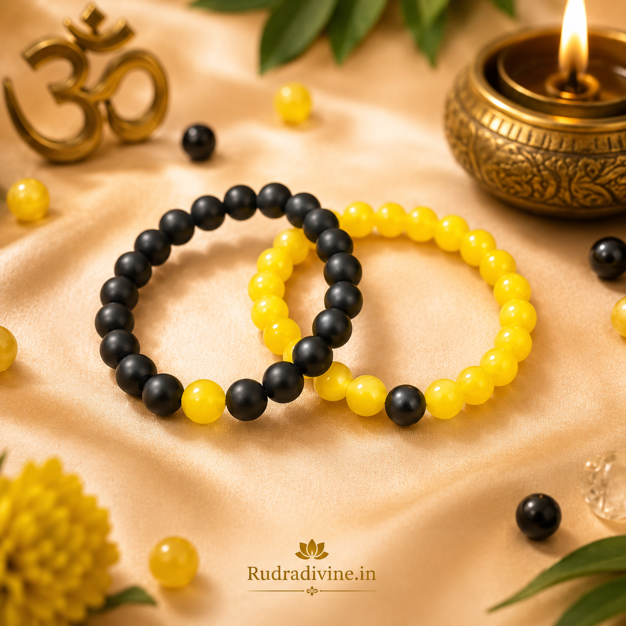 Twin Flame Couple Bracelet with 8MM healing and protection beads, lab certified by Rudradivine and designed to symbolize love, spiritual connection, harmony and togetherness.