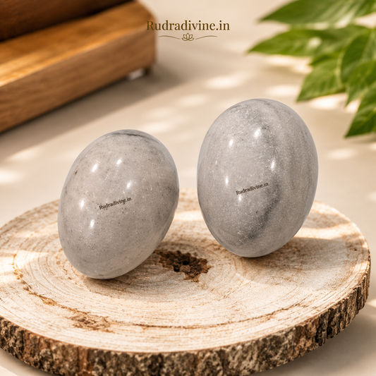 White & Black Shivling Stone crafted from natural stone with official Lab Certificate by Rudradivine for Tulsi, temple puja, daily Shiva worship and sacred rituals.