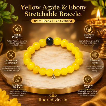 Pink & Black Agate Bracelet with 8MM natural stone beads and official Lab Certificate by Rudradivine, traditionally associated with positivity, grounding, balance and spiritual wellness.