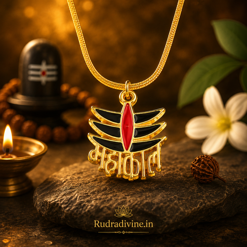 Mahakaal Locket with sacred Tripund design inspired by Lord Shiva, a spiritual protection pendant by Rudradivine for devotion, strength and spiritual practices.