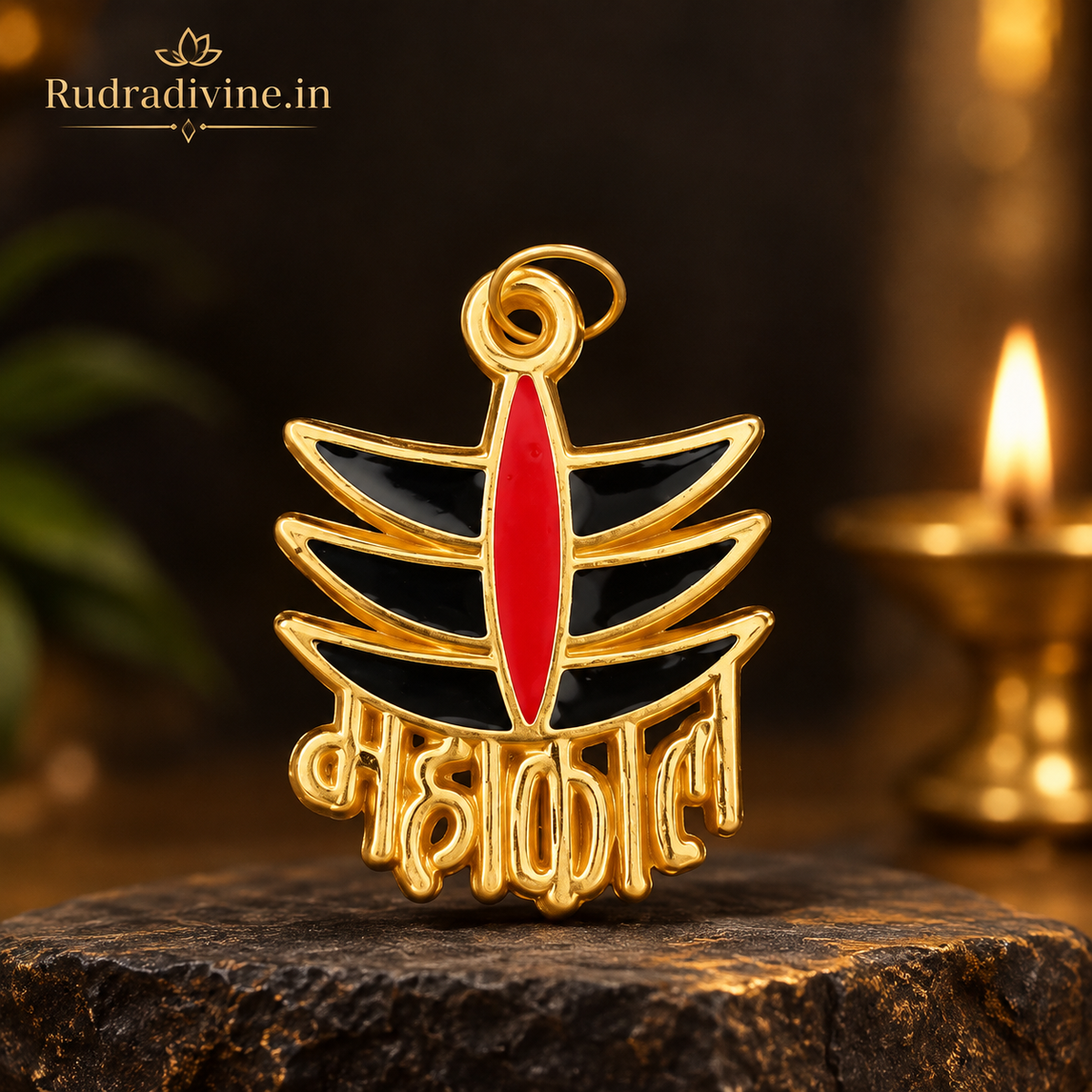 Mahakaal Locket with sacred Tripund design inspired by Lord Shiva, a spiritual protection pendant by Rudradivine for devotion, strength and spiritual practices.