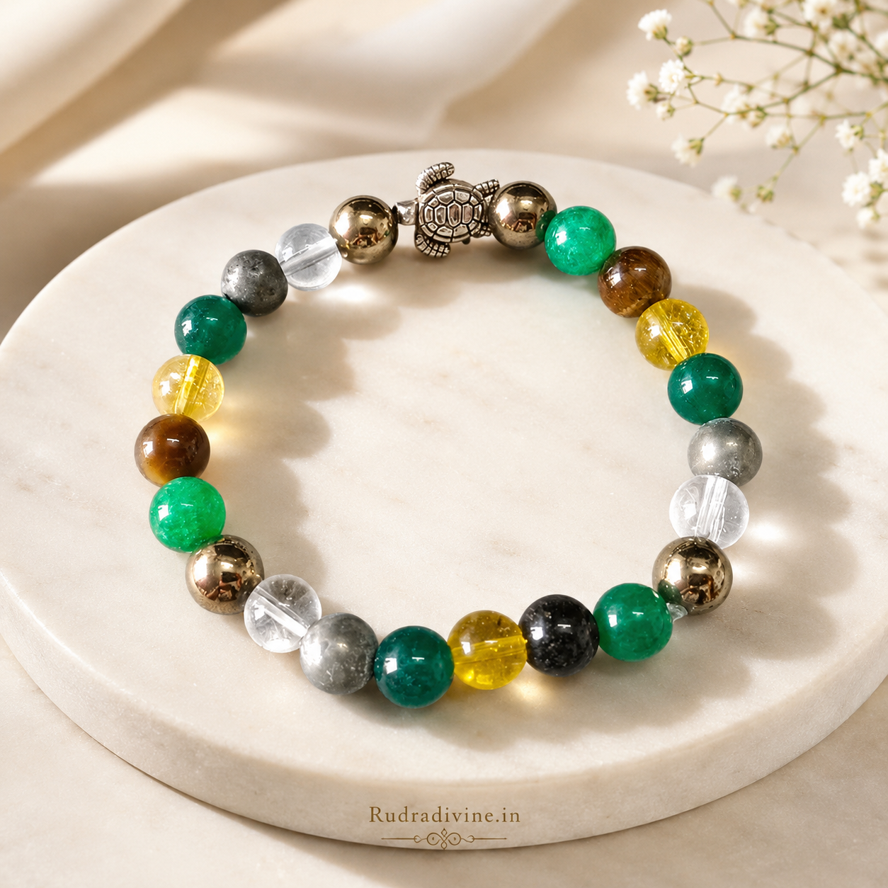Money Magnet Bracelet 8MM stretchable beads with official Lab Certificate by Rudradivine, traditionally associated with wealth, prosperity, abundance and positive energy.
