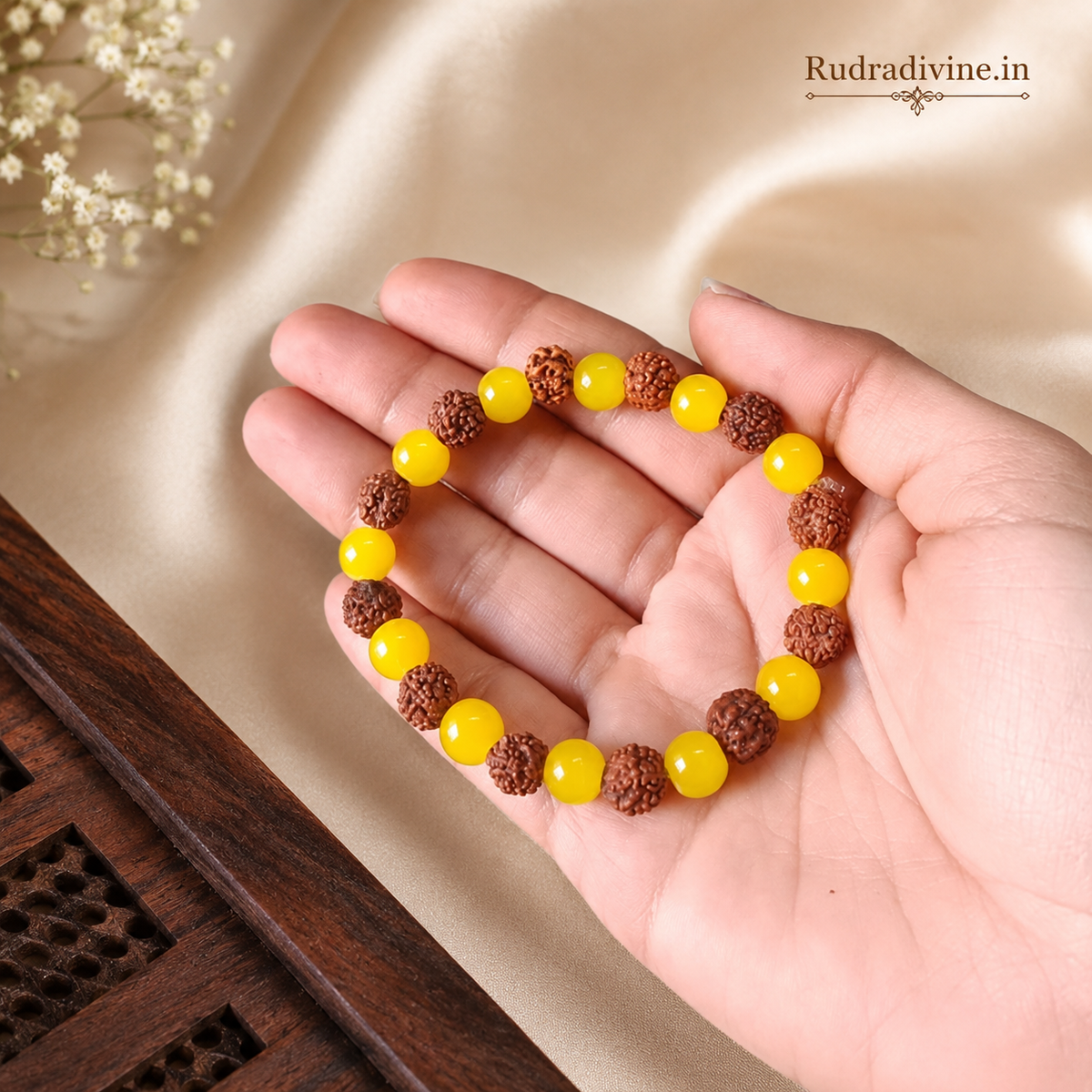 Multi Beads Bracelet with 8MM beads, lab certified by Rudradivine for spiritual wear, meditation, positive energy and everyday wellness.