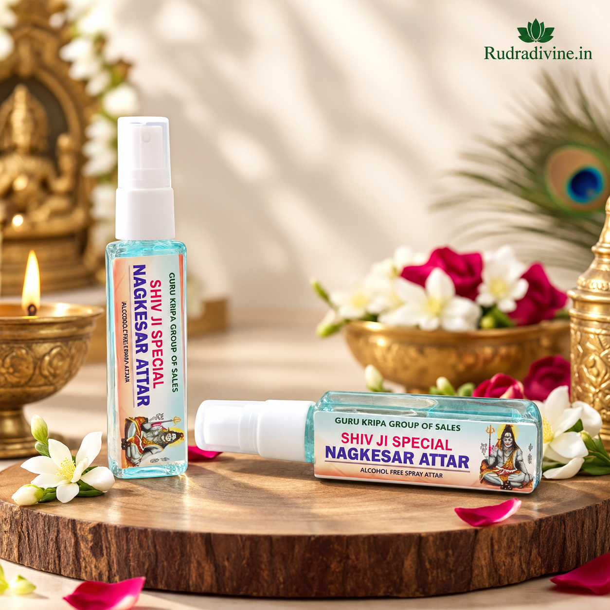 NagKesar Spray Attar 25ml with rich aromatic long-lasting fragrance by Rudradivine, alcohol-free perfume suitable for puja, meditation, prayer, home & daily use.