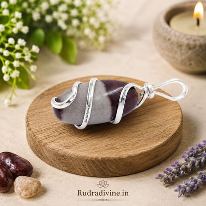 Narmadeshwar Shivling Pendant inspired by the sacred Narmada River and Lord Shiva, designed as a spiritual locket for devotees by Rudradivine.