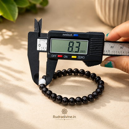 Natural Black & White Agate Bracelet 8MM beads with official Lab Certificate by Rudradivine, traditionally associated with grounding, balance, protection and spiritual wear.