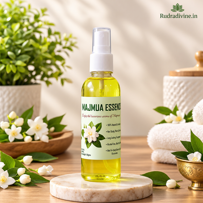 Natural Majmua Essence Spray Attar 100ml with rich aromatic fragrance by Rudradivine, alcohol-free long-lasting spray attar for puja, meditation, prayer & daily use.