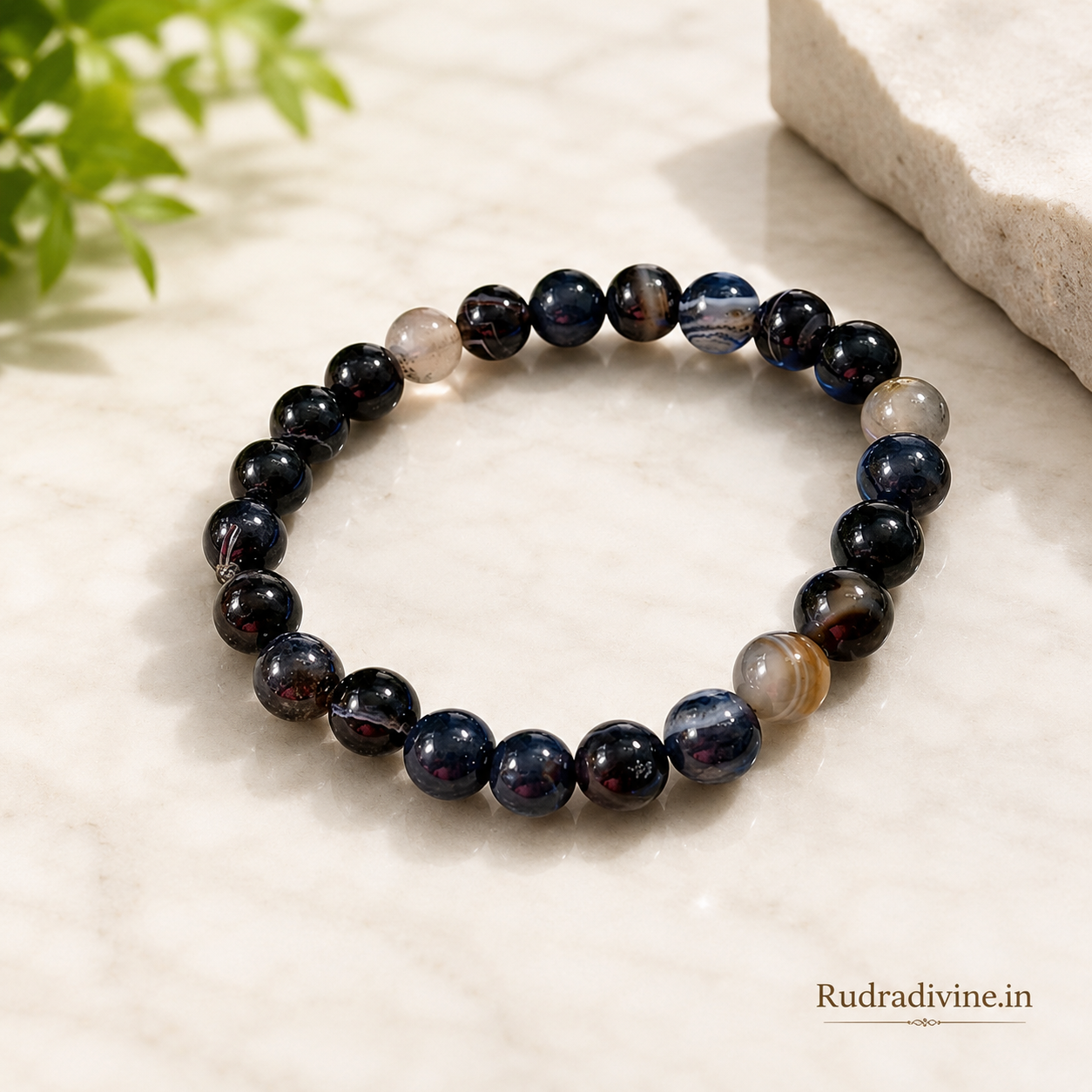 Natural Sulemani Hakik Bracelet 8MM beads with official Lab Certificate by Rudradivine, traditionally associated with protection, grounding, balance and positive energy.