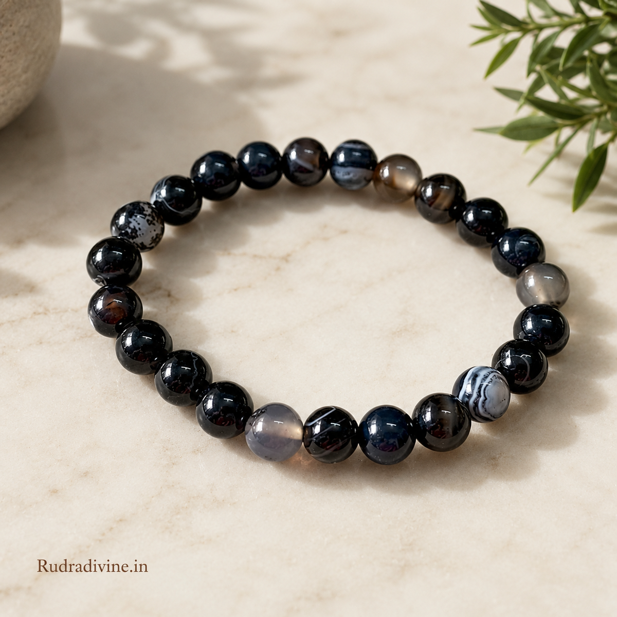 Natural Sulemani Hakik Bracelet 8MM beads with official Lab Certificate by Rudradivine, traditionally associated with protection, grounding, balance and positive energy.