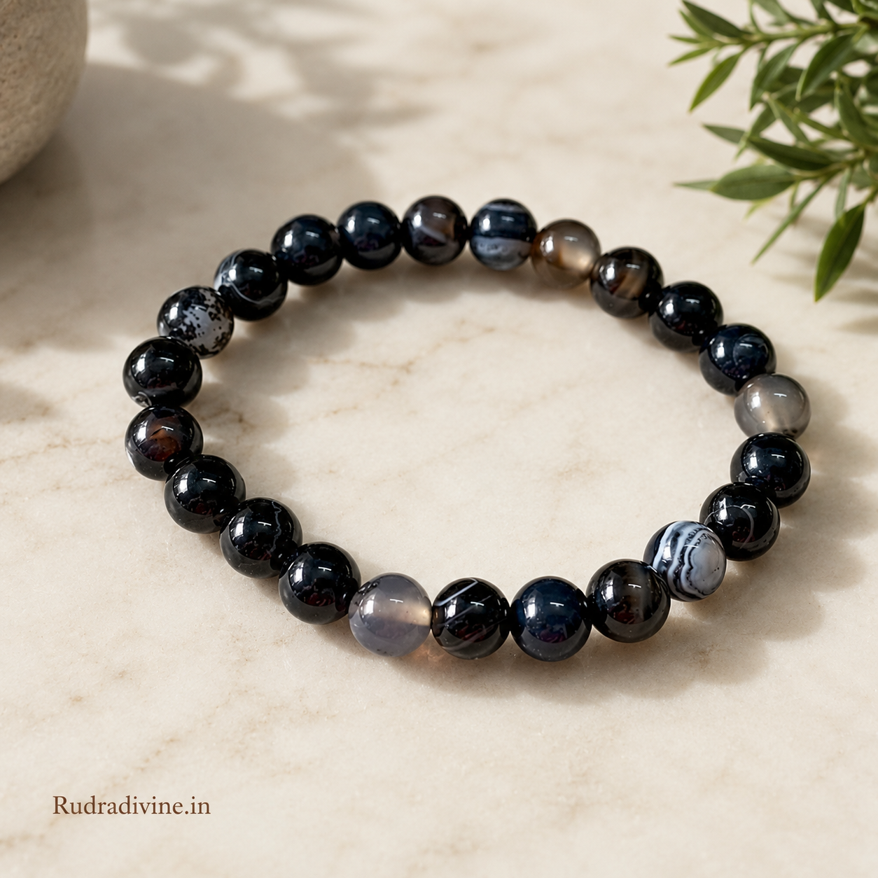 Natural Sulemani Hakik Bracelet 8MM beads with official Lab Certificate by Rudradivine, traditionally associated with protection, grounding, balance and positive energy.