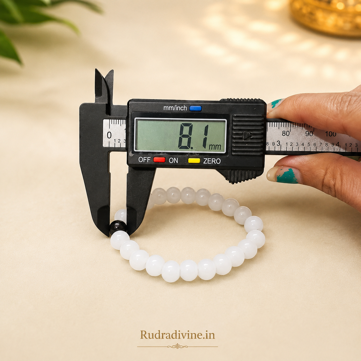 Natural White & Black Agate Bracelet 8MM beads with official Lab Certificate by Rudradivine, traditionally associated with grounding, balance, positivity and spiritual wear.