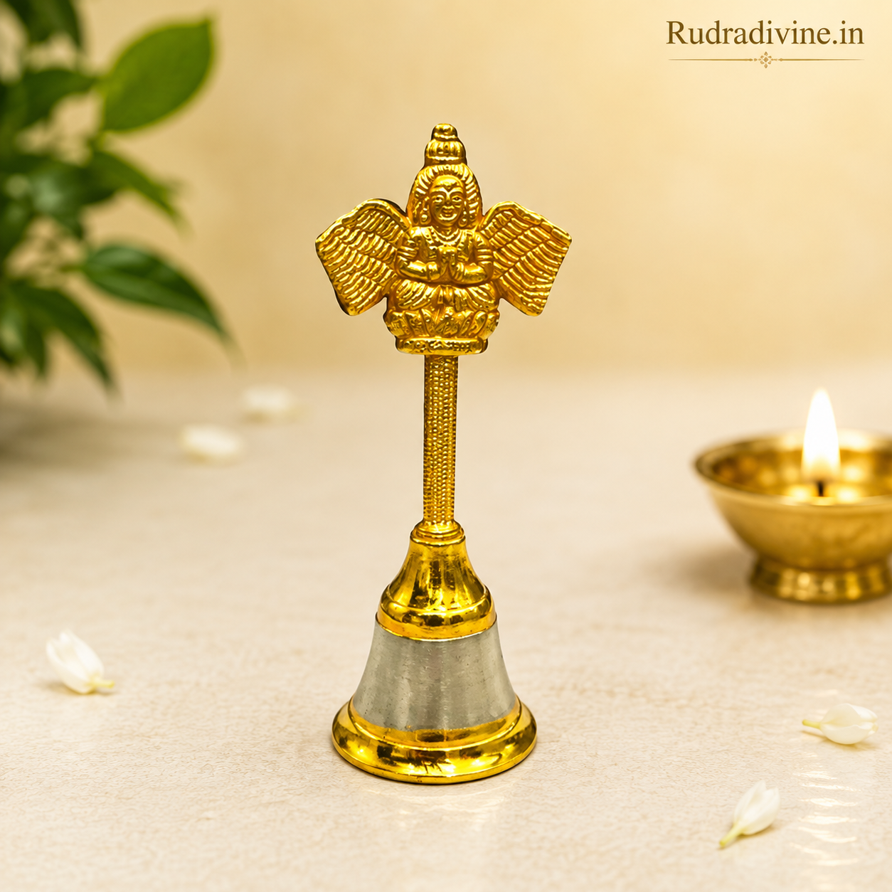 Puja Bell Hand Ghanti Garud Bell by Rudradivine for home temple, puja, aarti, prayer and traditional spiritual rituals with a sacred resonant sound.