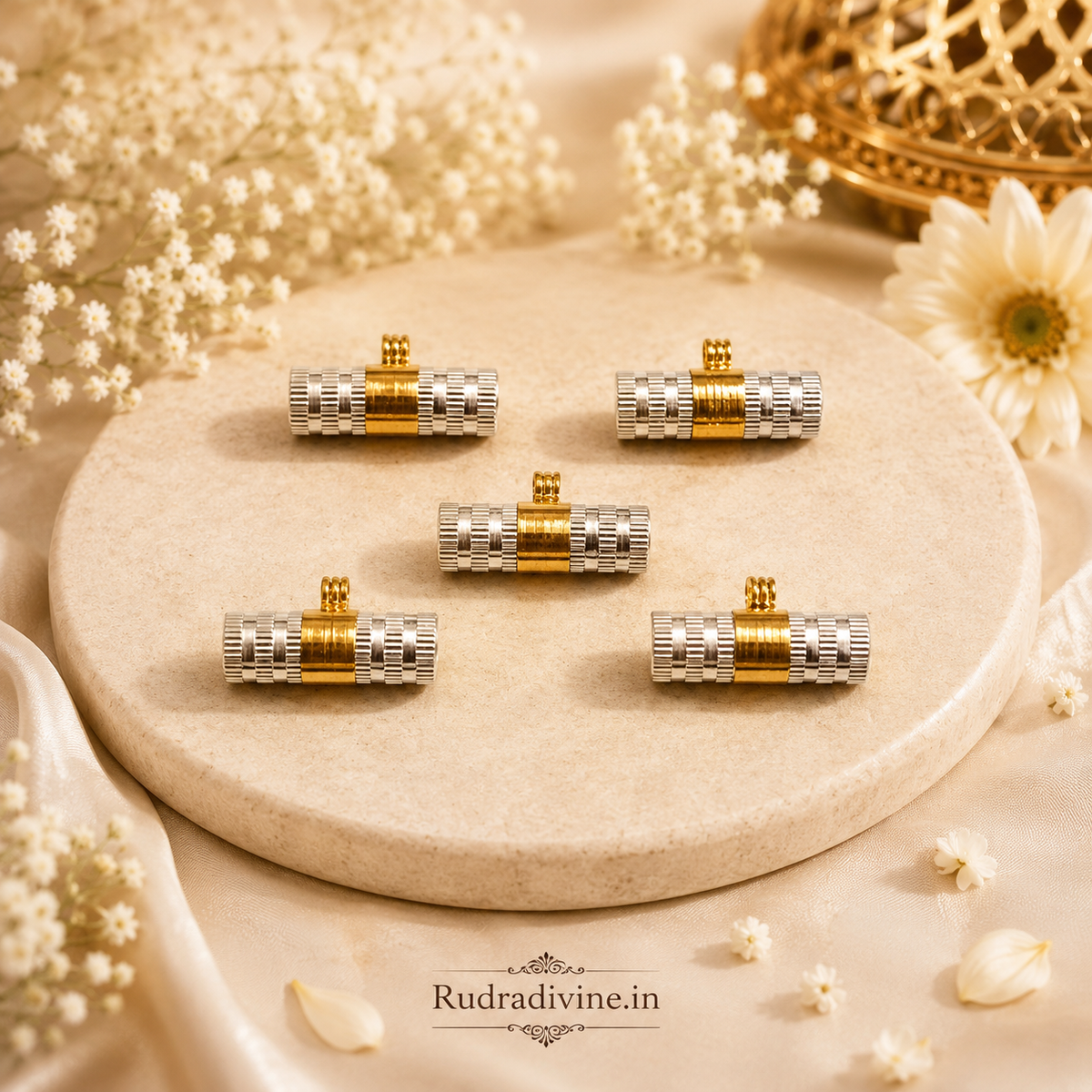 Pure Brass & Silver Taweez with Free Bhojpatra Sheet by Rudradivine, traditional spiritual amulet designed for puja, devotion, and everyday spiritual use.