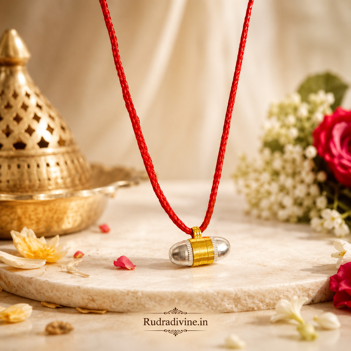 Pure Brass & Silver Taweez with Free Bhojpatra Sheet, traditional spiritual amulet by Rudradivine for puja, devotion, rituals and everyday spiritual wear.