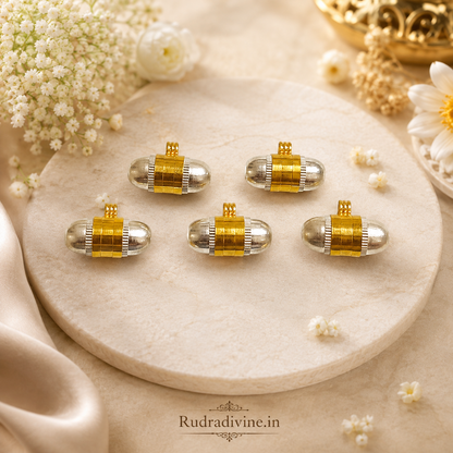Pure Brass & Silver Taweez with Free Bhojpatra Sheet, traditional spiritual amulet by Rudradivine for puja, devotion, rituals and everyday spiritual wear.