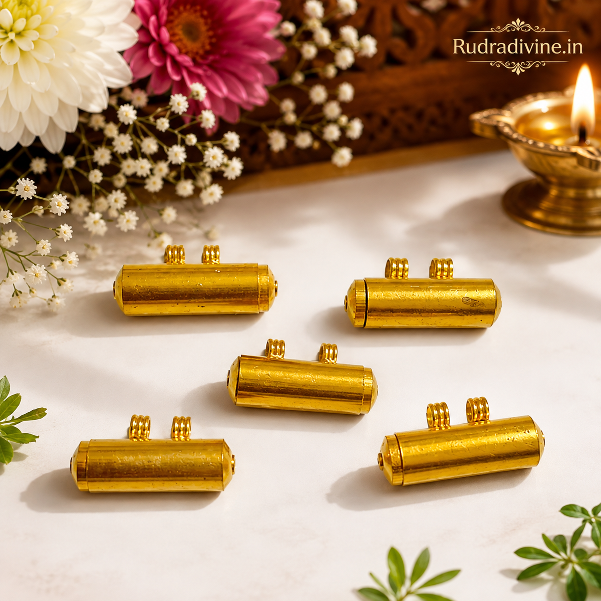Pure Brass Taweez with Free Bhojpatra Sheet by Rudradivine, traditional spiritual accessory for puja, devotion, meditation and personal spiritual practices.