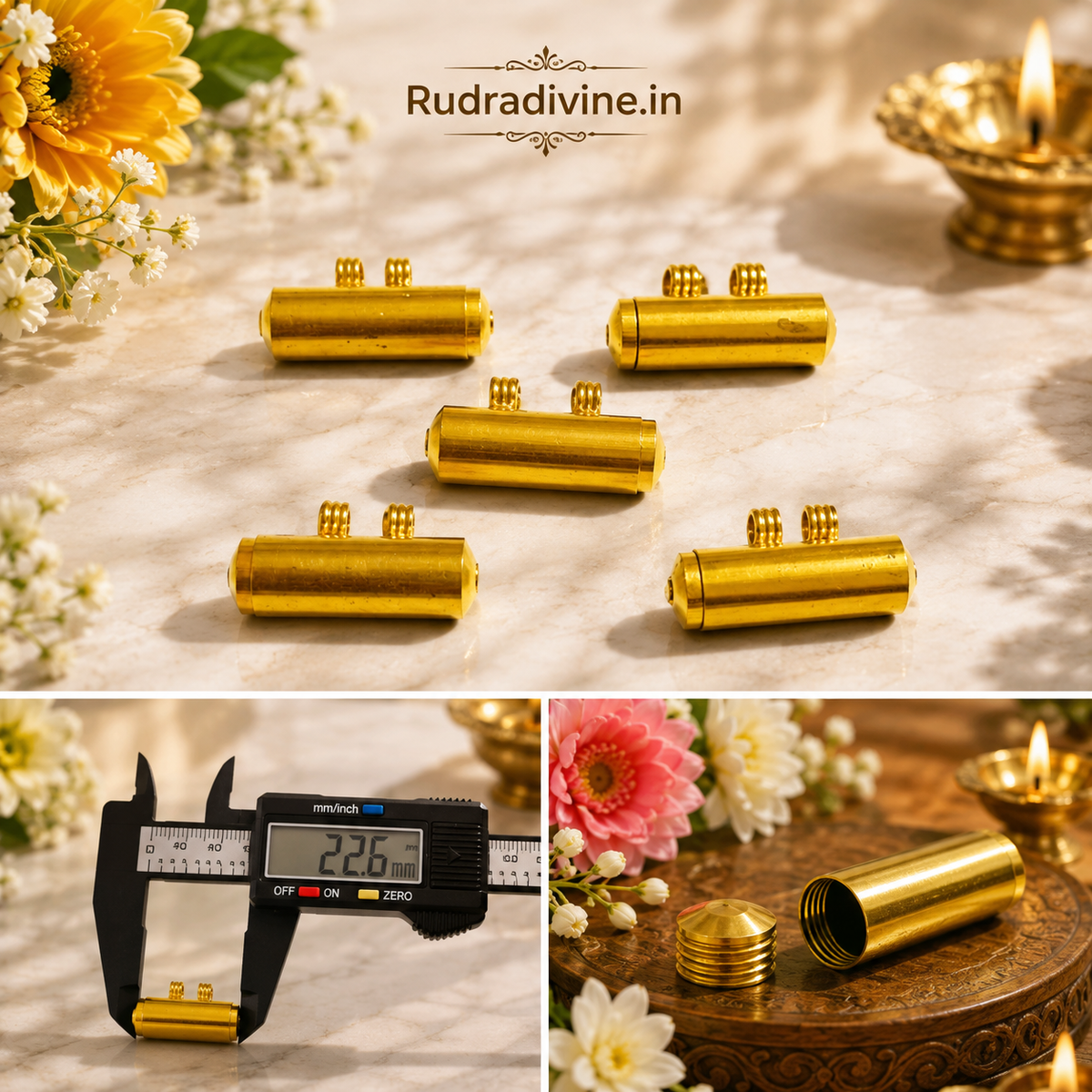 Pure Brass Taweez with Free Bhojpatra Sheet by Rudradivine, traditional spiritual accessory for puja, devotion, meditation and personal spiritual practices.
