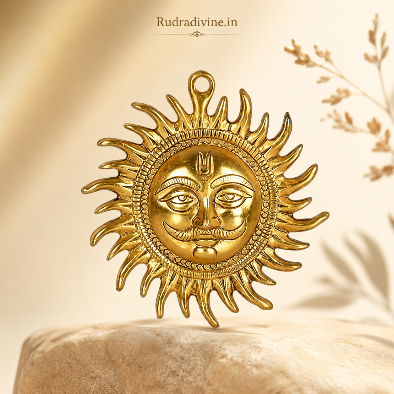 Pure Brass Wall Hanging Sun by Rudradivine, traditional Surya-inspired decor for Vaastu and Shani Dosh remedies, home entrance, pooja room and spiritual spaces.