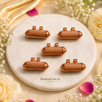 Pure Copper Metal Taweez with Bhojpatra Sheet by Rudradivine, designed for traditional puja, devotional practices, meditation and spiritual use.