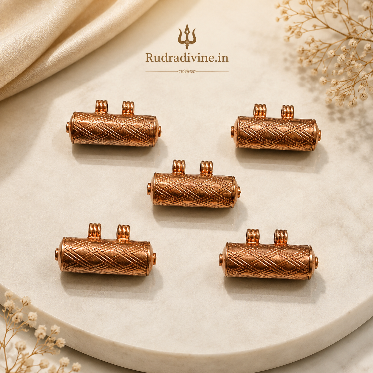 Pure Copper Taweez with Free Bhojpatra Sheet by Rudradivine, traditional spiritual amulet for puja, devotion, prayer, meditation and sacred practices.