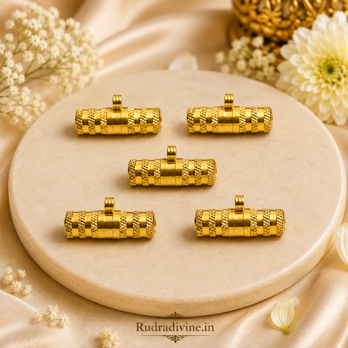 Pure Golden Metal Taweez with Free Bhojpatra Sheet, traditional spiritual amulet by Rudradivine for puja, devotion, rituals and everyday spiritual use.