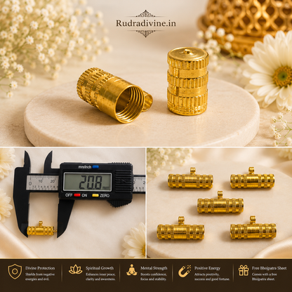 Pure Golden Metal Taweez with Free Bhojpatra Sheet, traditional spiritual amulet by Rudradivine for puja, devotion, rituals and everyday spiritual use.