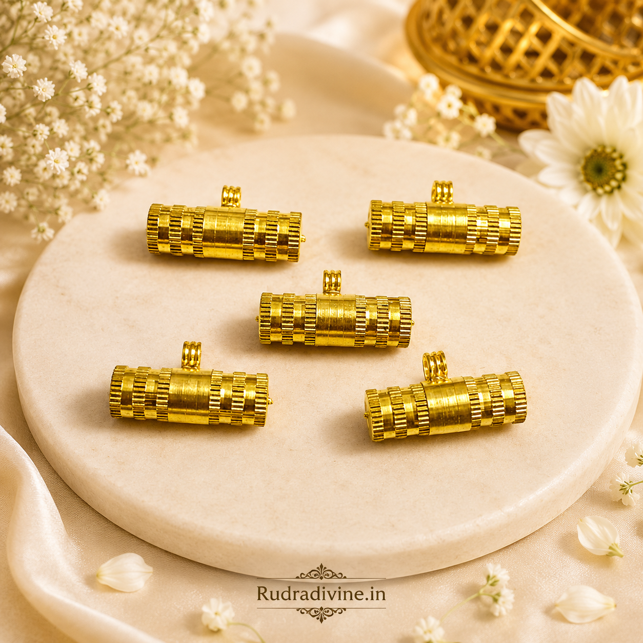 Pure Golden Metal Taweez with Free Bhojpatra Sheet, traditional spiritual amulet by Rudradivine for puja, devotion, rituals and everyday spiritual use.