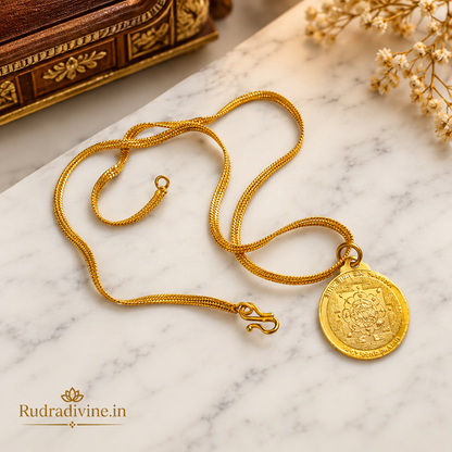 Sai Yantra in Brass Shirdi Sai Baba locket pendant by Rudradivine, designed as a traditional spiritual accessory for protection, devotion and daily wear.