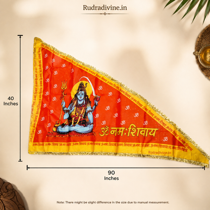 Shiv Ji Flag featuring Bholenath and Om Namah Shivaay spiritual design by Rudradivine, ideal for home temples, puja, Mahadev devotion and religious celebrations.