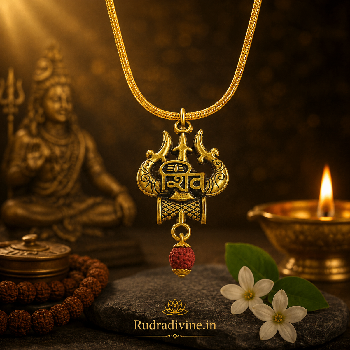 Shiv Locket with Rudraksha | Divine Pendant with Chain