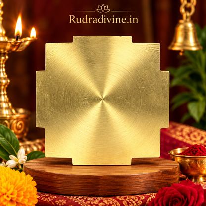 Shri Meru Yantra in Brass by Rudradivine, energized spiritual yantra traditionally associated with wealth, prosperity, abundance, pooja and meditation.